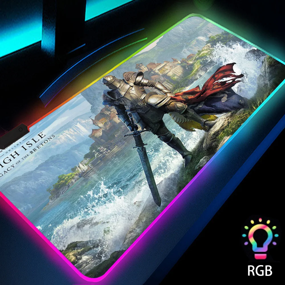 

Elder Scrolls Large Gaming Mouse Pad Rgb Pc Accessories LED Gamer Keyboard Backlit Office Cool Large RGB Rubber Computer Carpet