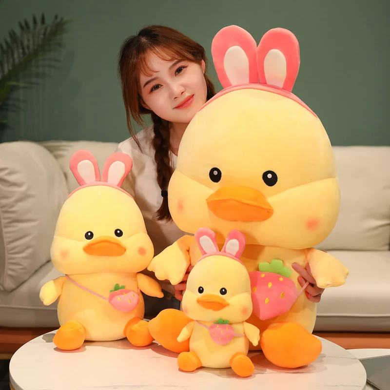 

Плюшевая кукла в виде утки-клубники, милая дизайнерская форма, подушка, украшение для дома, милая игрушка для ребенка, девушки