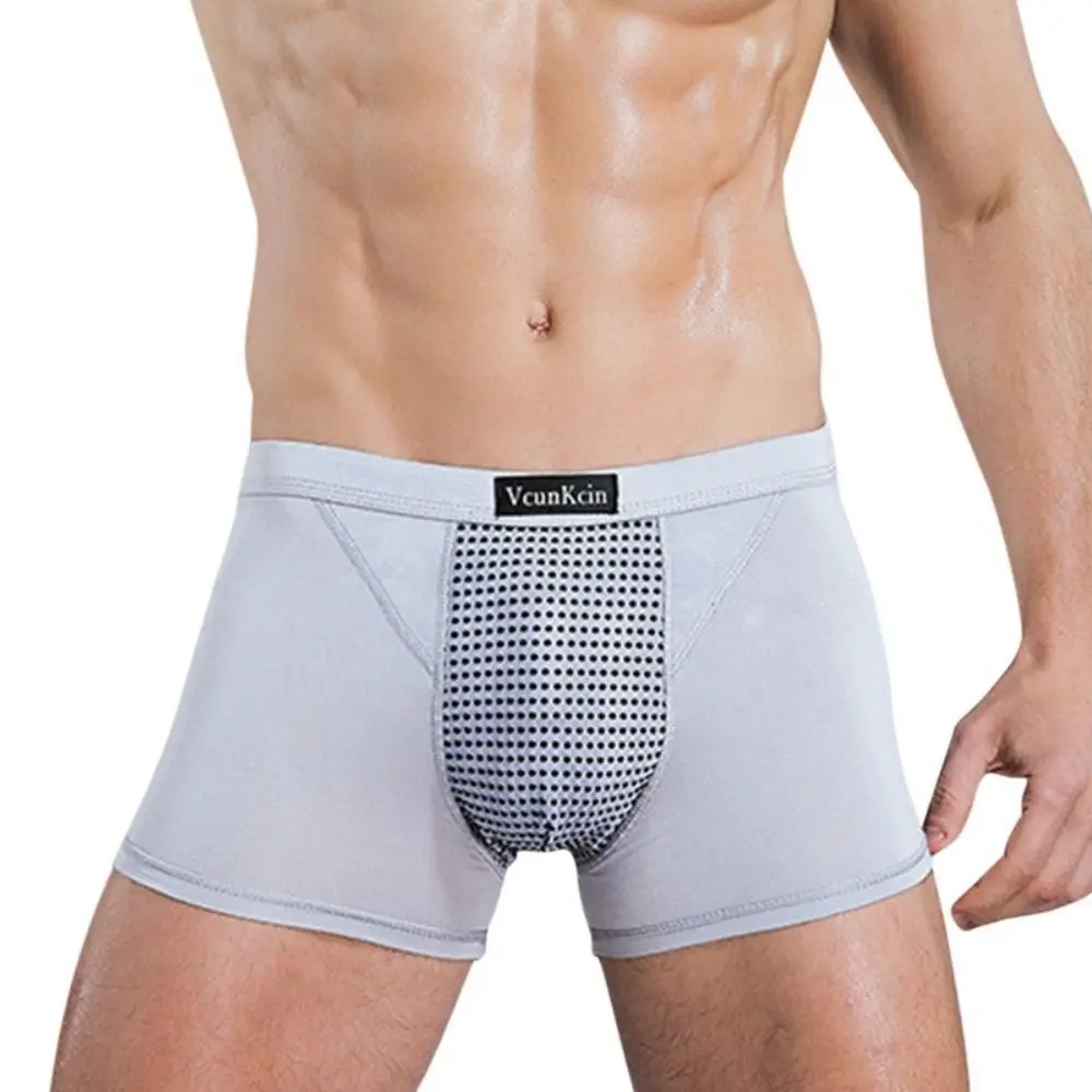 

Трусы-боксеры мужские из молочного шелка, нижнее белье для магнитной терапии, энергетическое поле