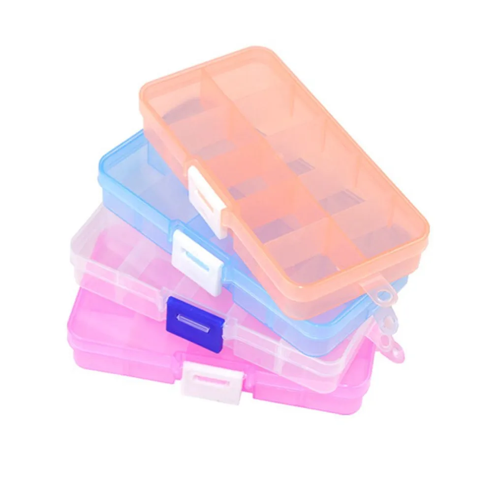 

2pcs Adjustable Storage Box Transparent Plastic Jewelry Rectangle Box School Stationery Classified Storage Supplies Desk Set