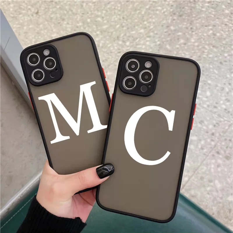 

Initial Letter A Z Fashion Phone Case For iPhone 14 13 12 11 Pro Max Mini 7 8 Plus SE2 X XS XR Luxury White Plain Letter Covers