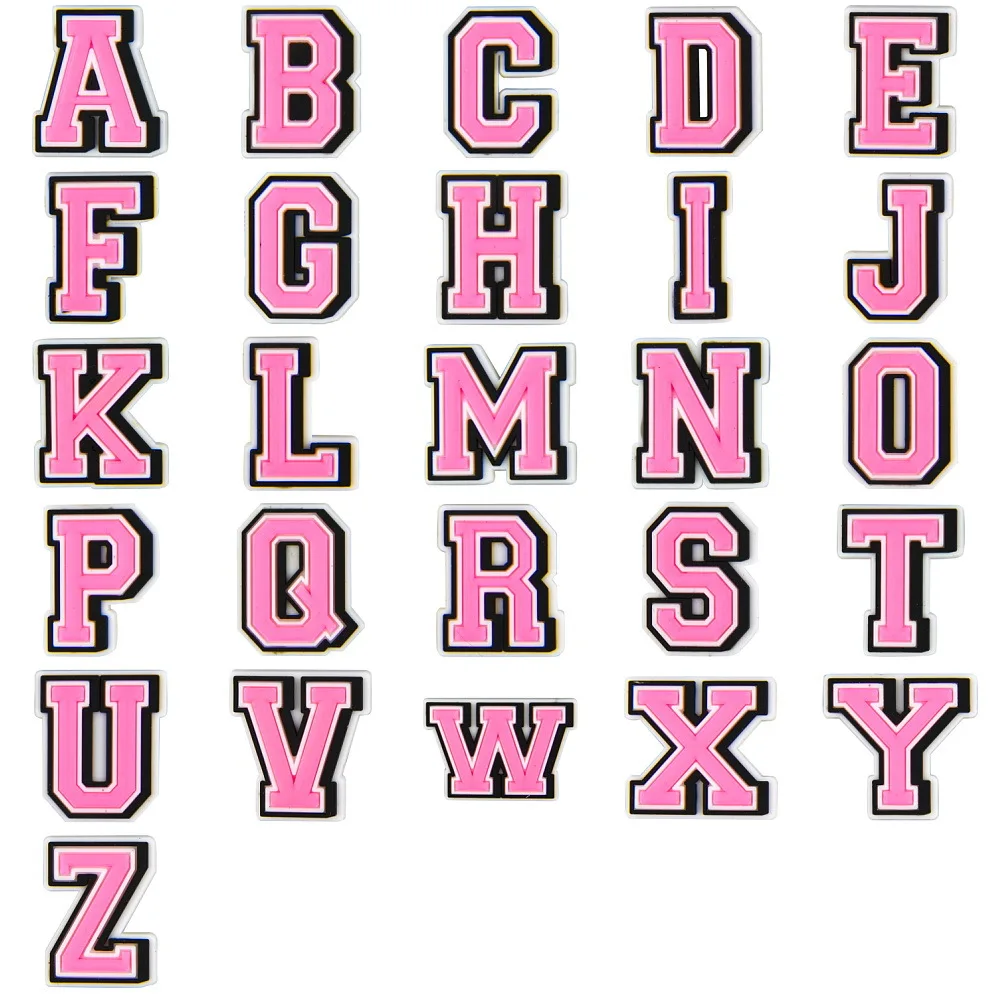 

1PCS New Arrival Pink Alphabet Letter PVC Shoe Charms Accessories Garden Sandal Decorations For Girls Shoe Buckles Fit For Clog