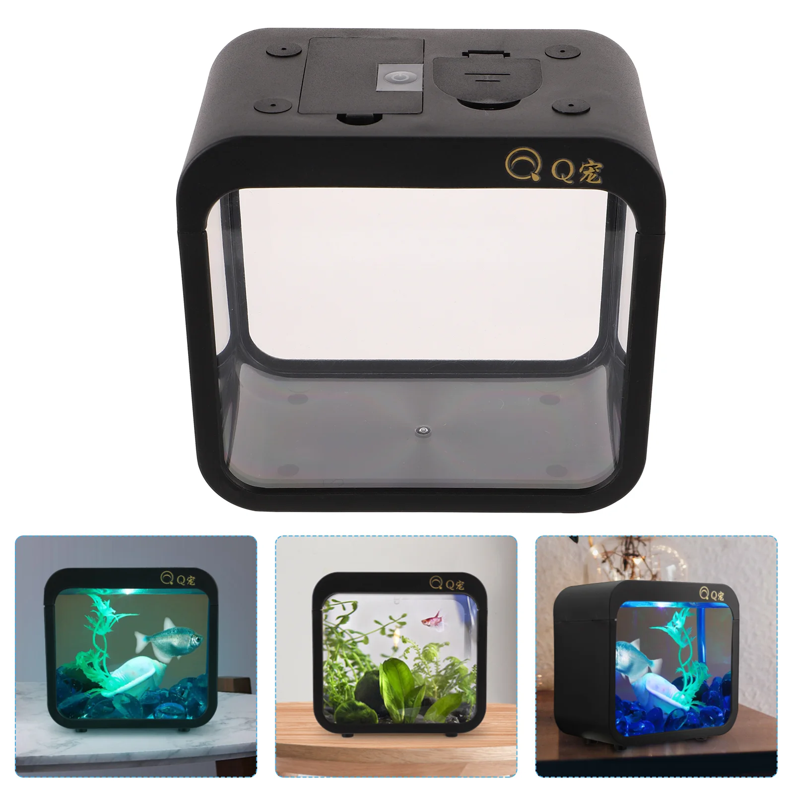 

Tank Aquarium Box Mini Smalldesktop Tanks Light Battle Decoration Led Reptile Transparent Beta Betta Breeding Goldfish Desk