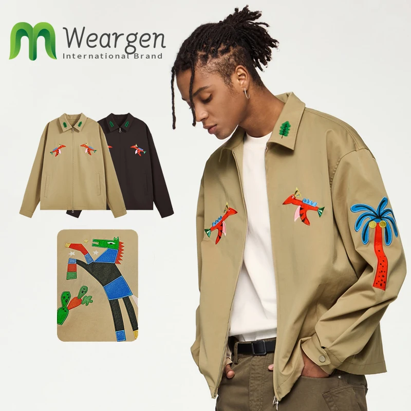 Мужская забавная короткая куртка с вышивкой осенне-зимняя новая американская
