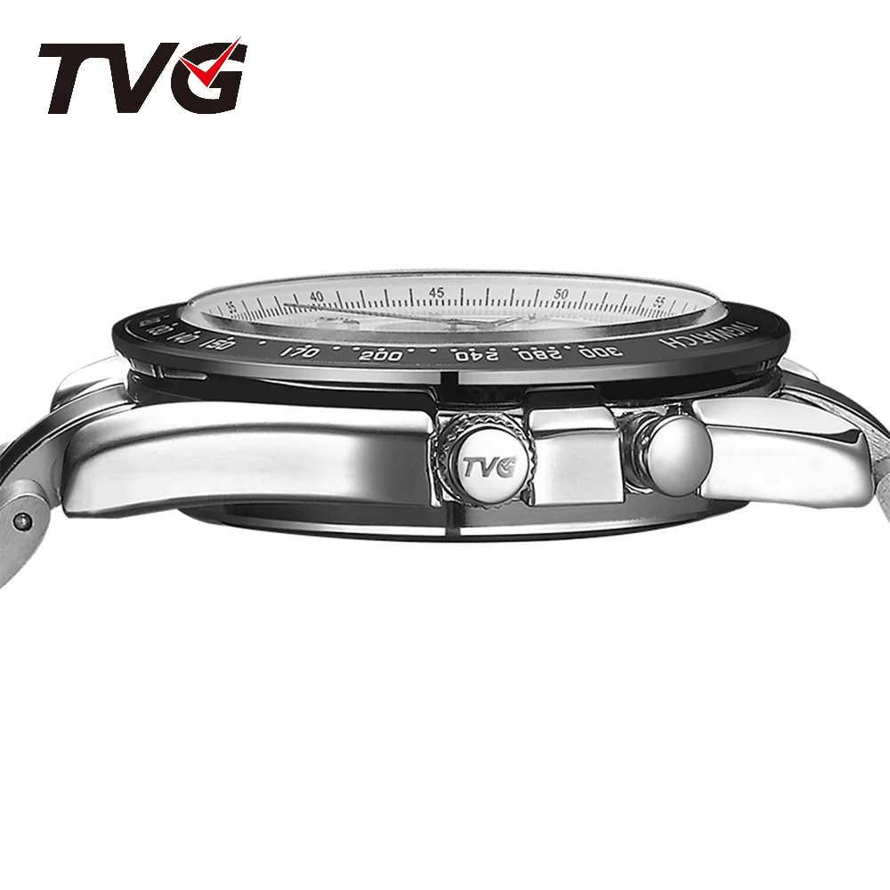 Часы TVG Мужские кварцевые из нержавеющей стали Роскошные водонепроницаемые с