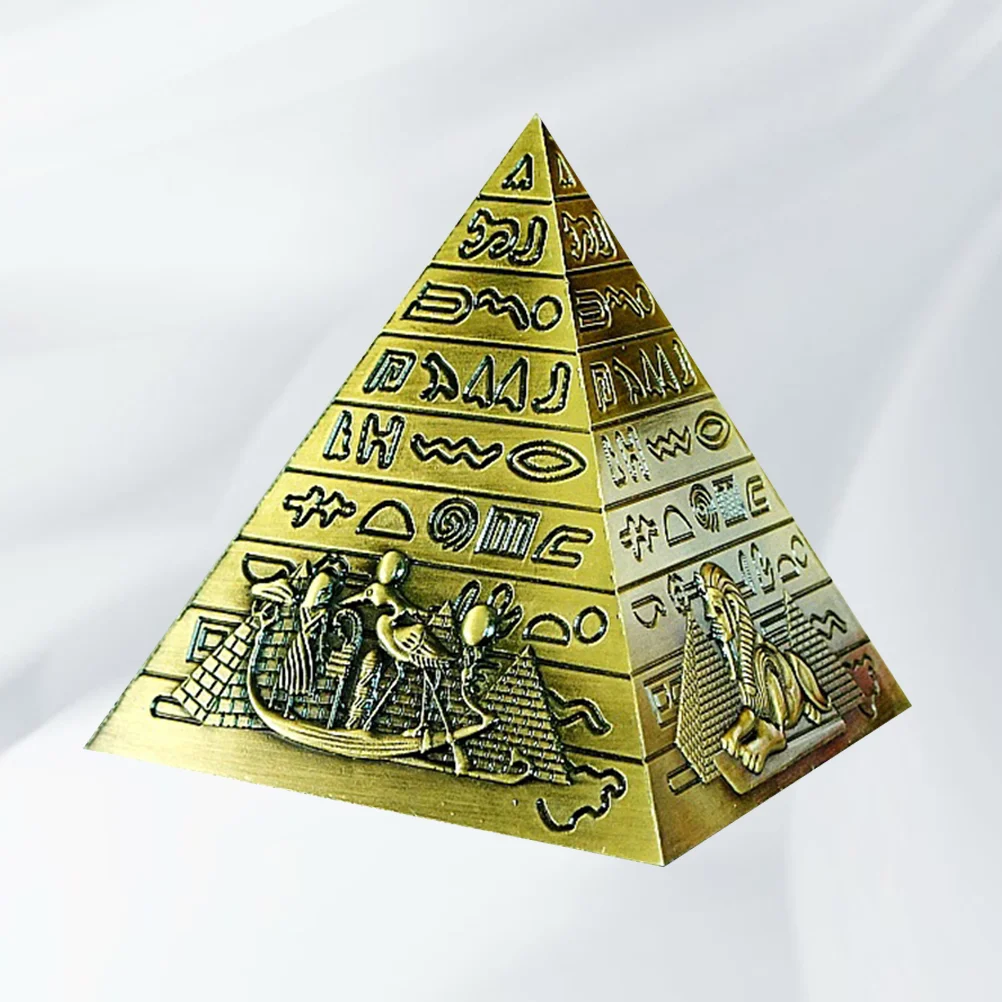 

Egyptian Pyramids Figurine Pyramid Model Building Statue Home Office Desktop Decor Gift Souvenir(Bronze)