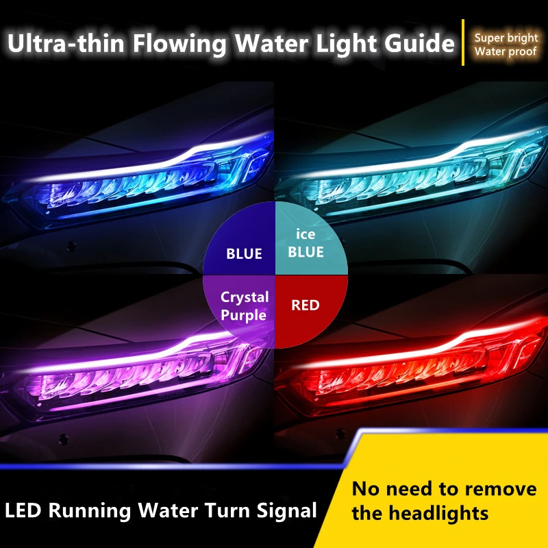 

2 PCS Car Flexible LED Daytime Running Lights Turn Signal Lamp Headlight Waterproof 30cm 45cm 60cm White Red Yellow Blue