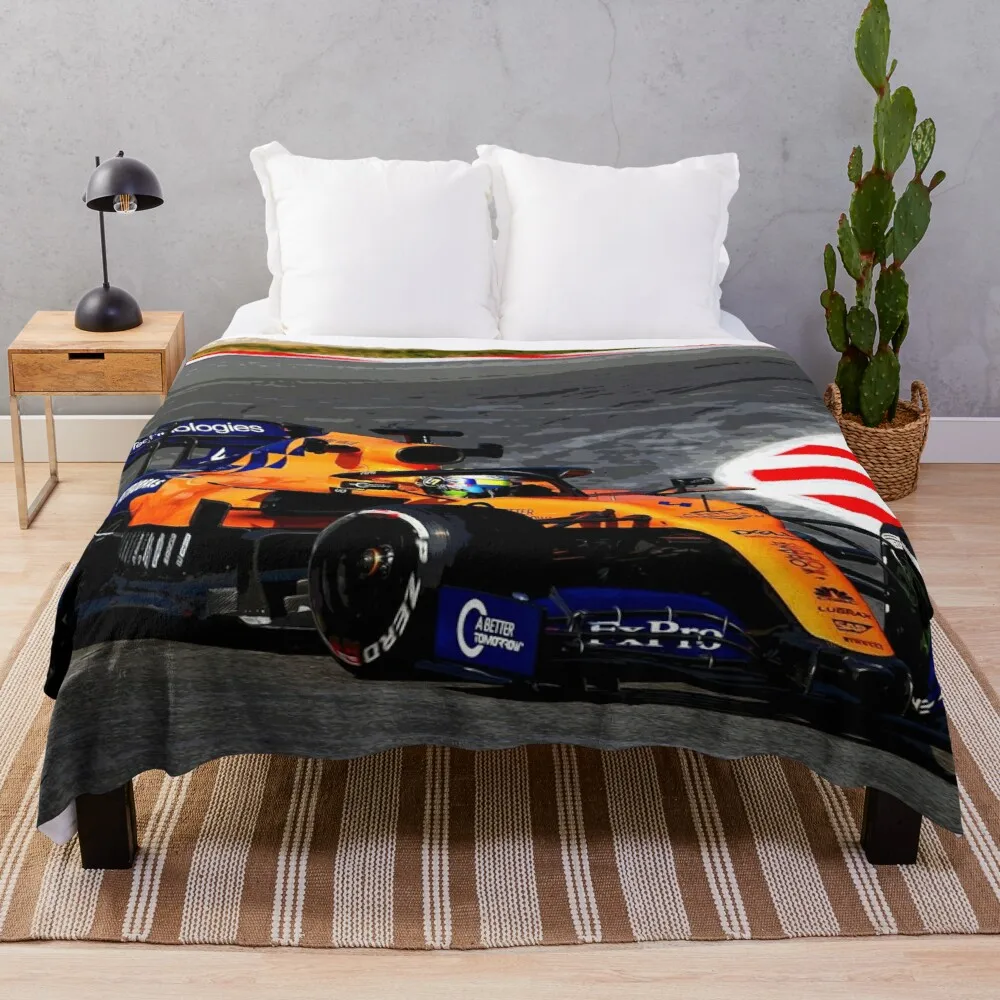 

Lando Norris driving his 2019 Formula 1 car Throw Blanket Giant Sofa Blanket Fluffy Soft Blankets