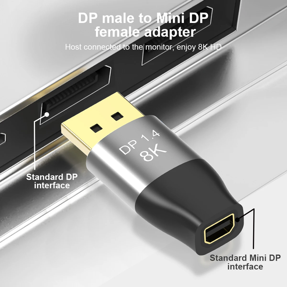 

Mini DisplayPort Female Adapter Ultra-HD UHD 4K 144hz to DP Male 1.4 8K 60hz