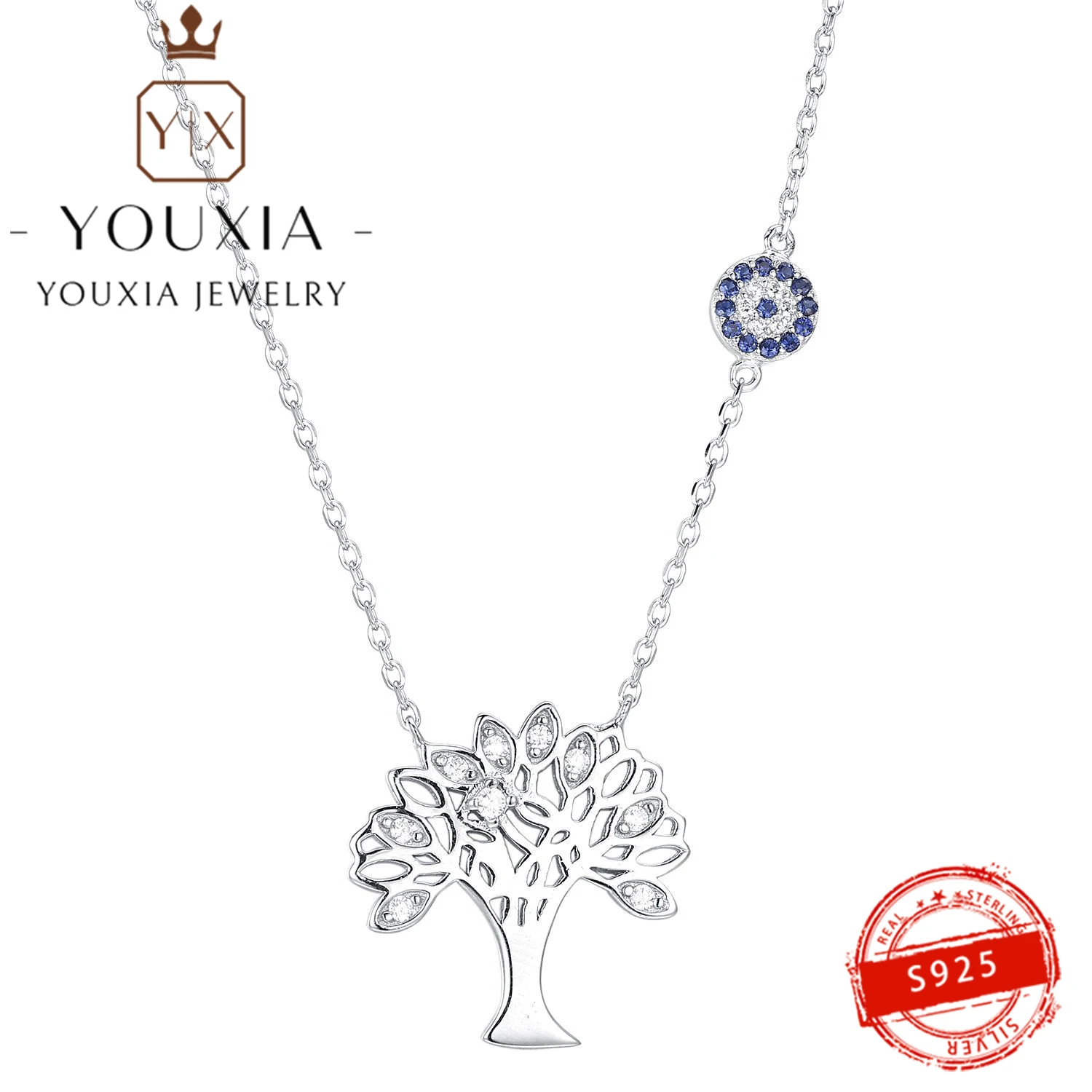 

Hot Selling Own Brand DIY 925 Silver Tree of Life Devil's Eye Design Party Banquet Fashion Personality Ladies Fine Jewelry