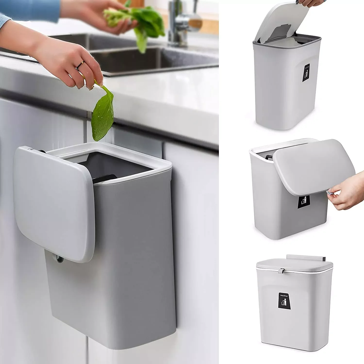

Wall Mounted Trash Can Bag Kitchen Cabinet Storage Smart Bucket Bathroom Recycling Trash Bins Trashcan Yмный дом складное ведро