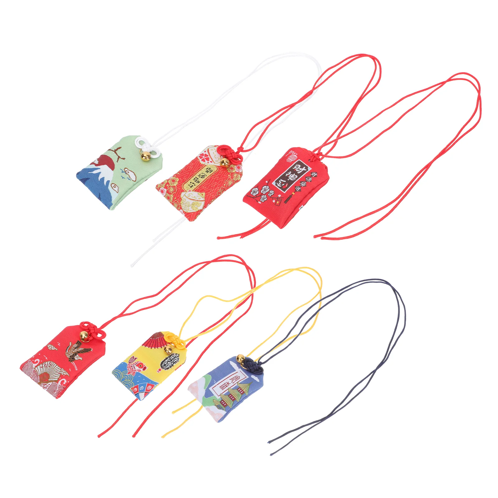 

6pcs Japanese Auspicious Bag Pendants Exquisite Blessing Amulets Blessing Bags