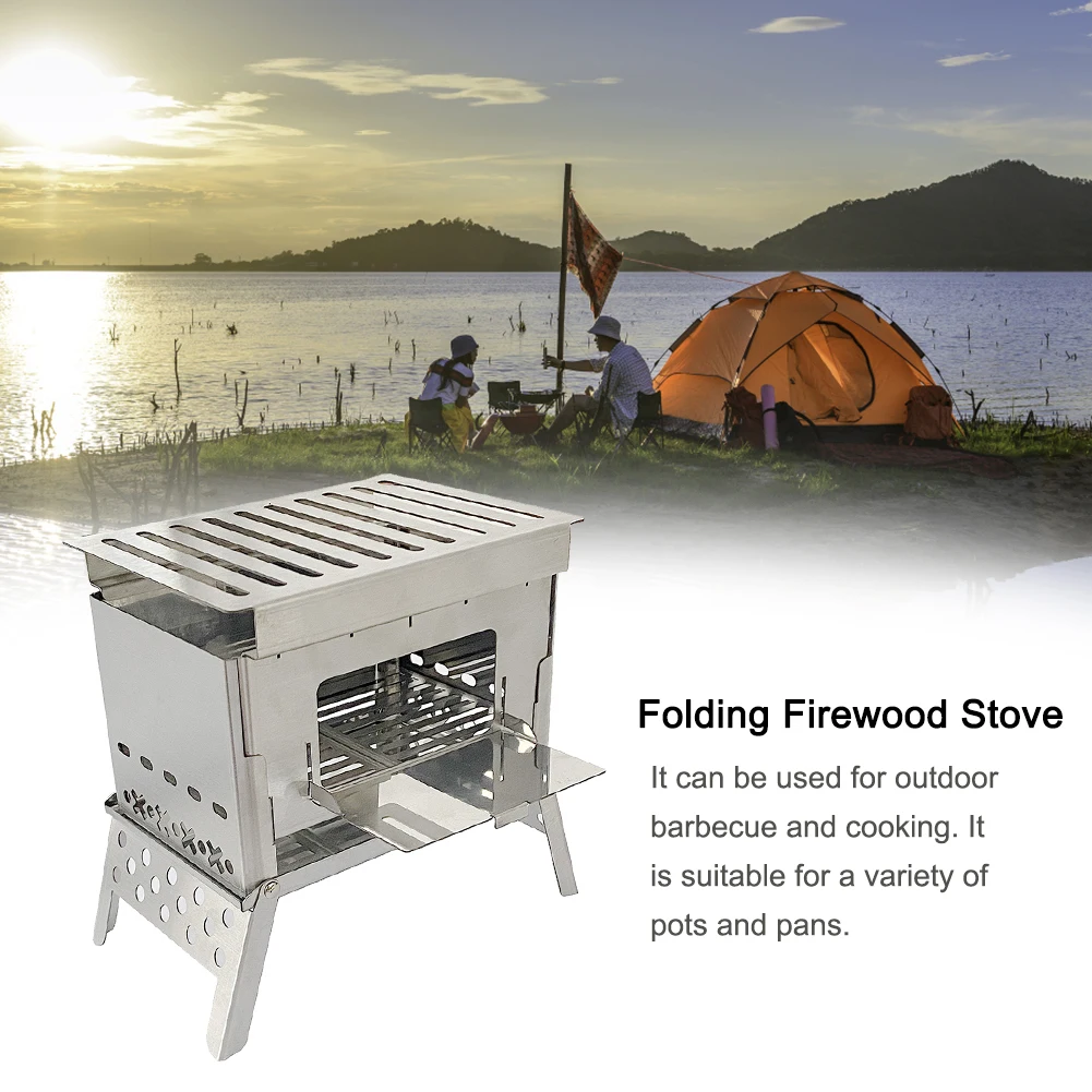 

Stainless Steel BBQ Grill Stove Portable Folding Barbecue Rack Stove Multifunction for Backpacking Picnic Survival Cookware Tool