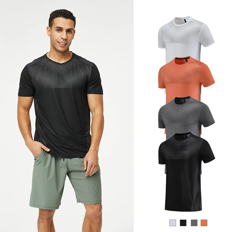 \Gym Shirt Sport T Shirt Men Short Sleeve Running Shirt Men Workout Training Tees Fitness Top 2023 Polyester Sport T-shirt