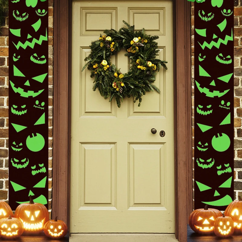 

Украшения для входной двери, украшение на Хэллоуин, светящиеся баннеры с водонепроницаемостью для Хэллоуина, уличный двор