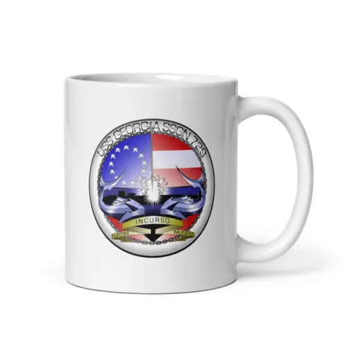 USS Georgia SSGN 729 подводная лодка белая глянцевая кружка морской флот США ВМС