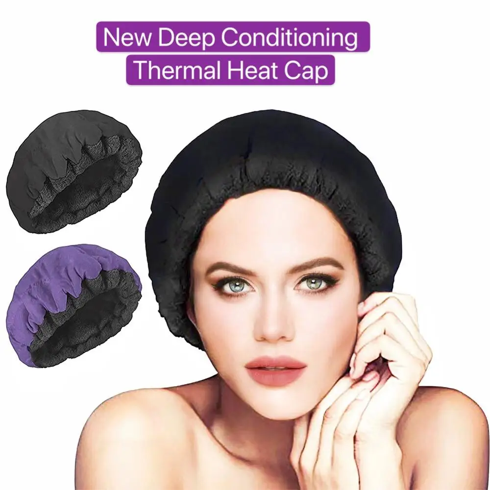 

Thermal Heated Cap Hair Care Treatment Deep Conditioning Thermo-Hat Microwavable Steaming Microfiber Cotton Reversible Flaxseed