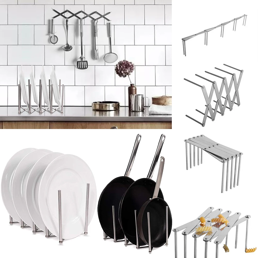 

Adjustable Plate Rack Telescopic Shelf Retractable Folding Multipurpose Steaming Rack Restaurant Kitchen Utensil Storage Rack