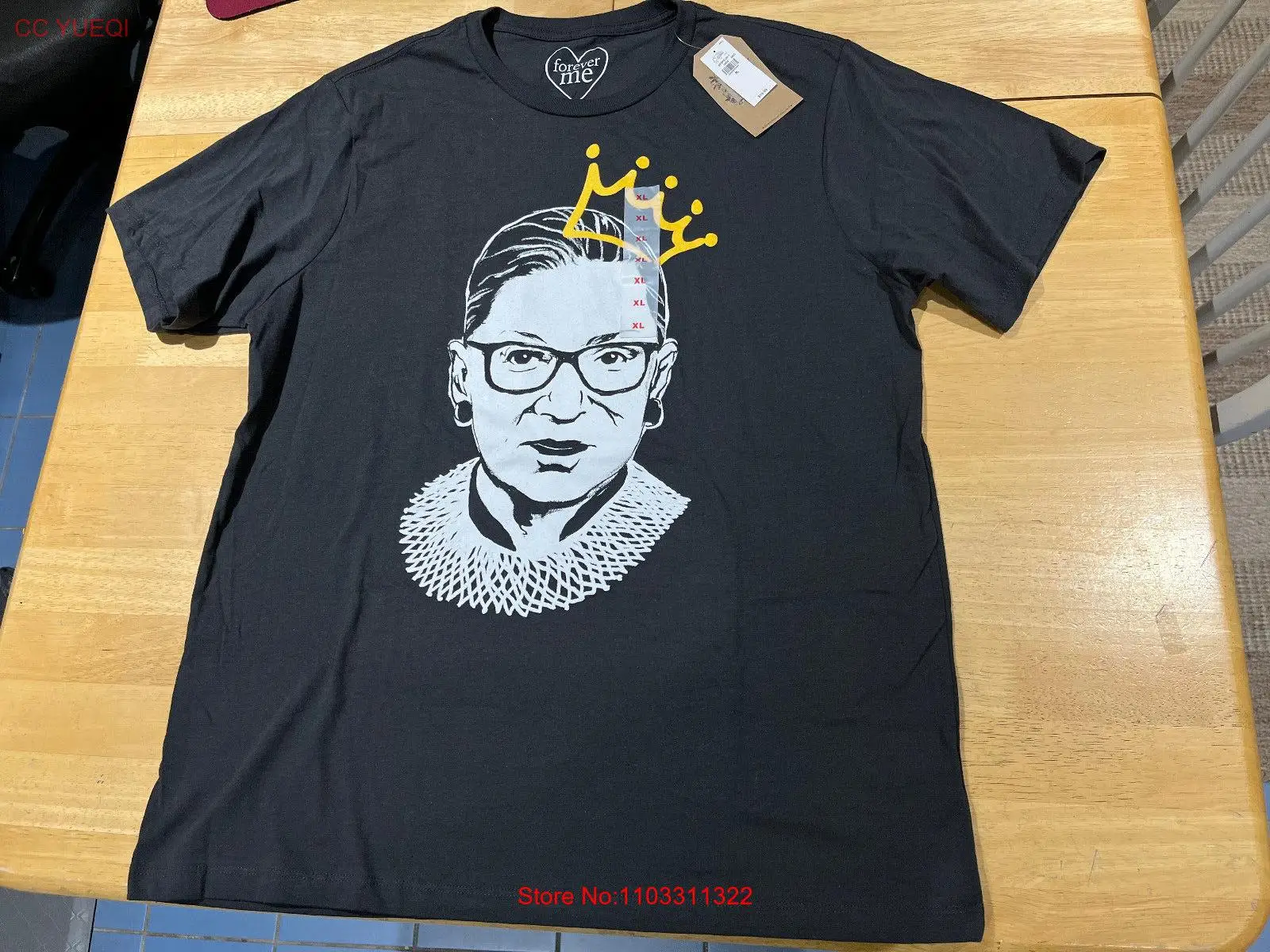 Футболка с рисунком Рут Бадер гинзенберг черная унисекс размер XL Новинка