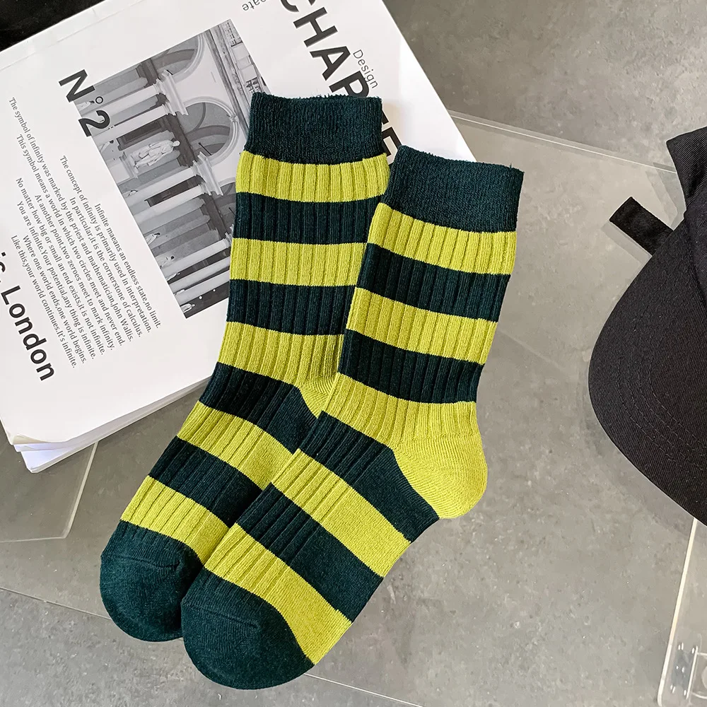 6 Pairs Women Sock Cotton for Autumn Thin Fashion Design 2022 New Arrival Hot Sale Green