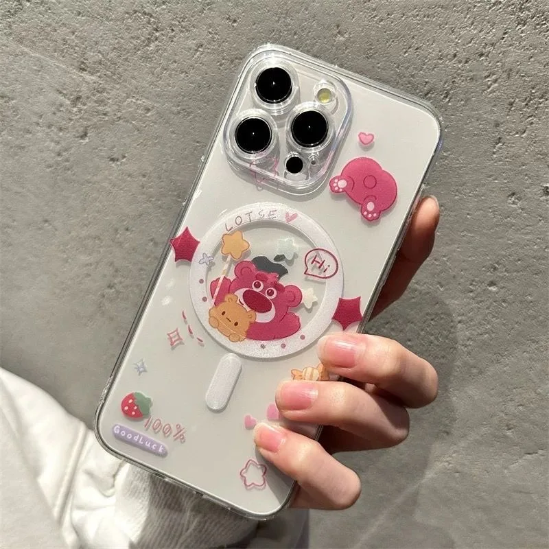 Новый магнитный чехол для телефона Disneies Cute Lotso Winnie Magsafe Samsung Galaxy S24 S23 S22 S21 S20 FE Plus Ultra
