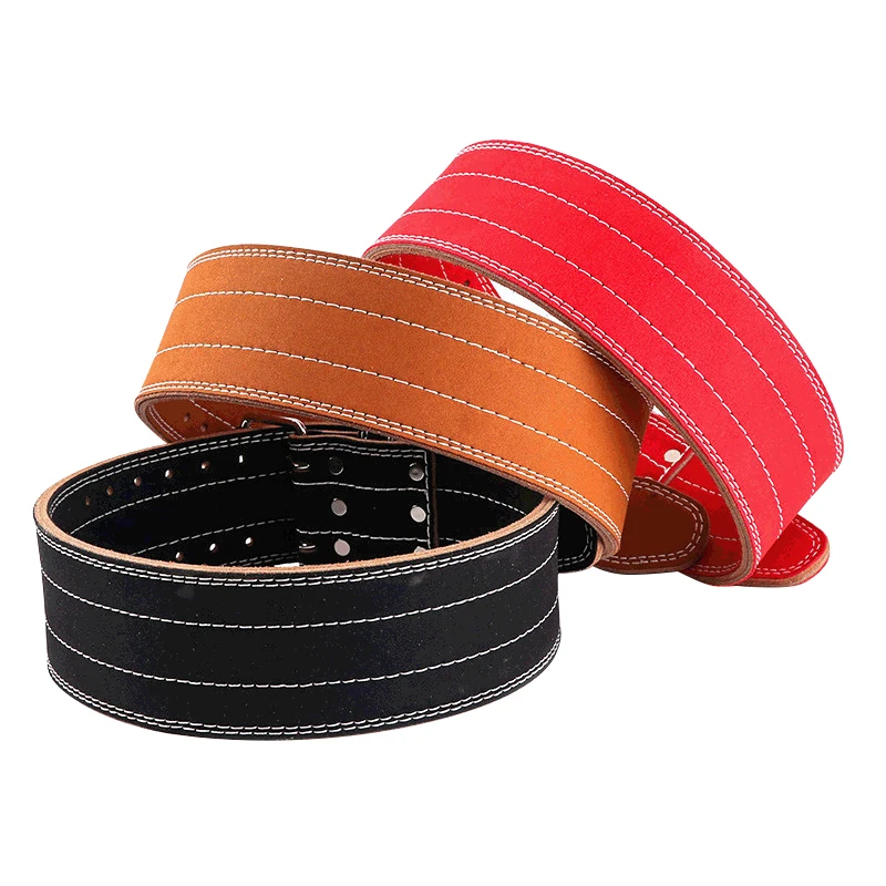 Double-Row Alloy Buckle Professional Weightlifting Waist Belt Quality Leather Strength Training Weightlifting Belt
