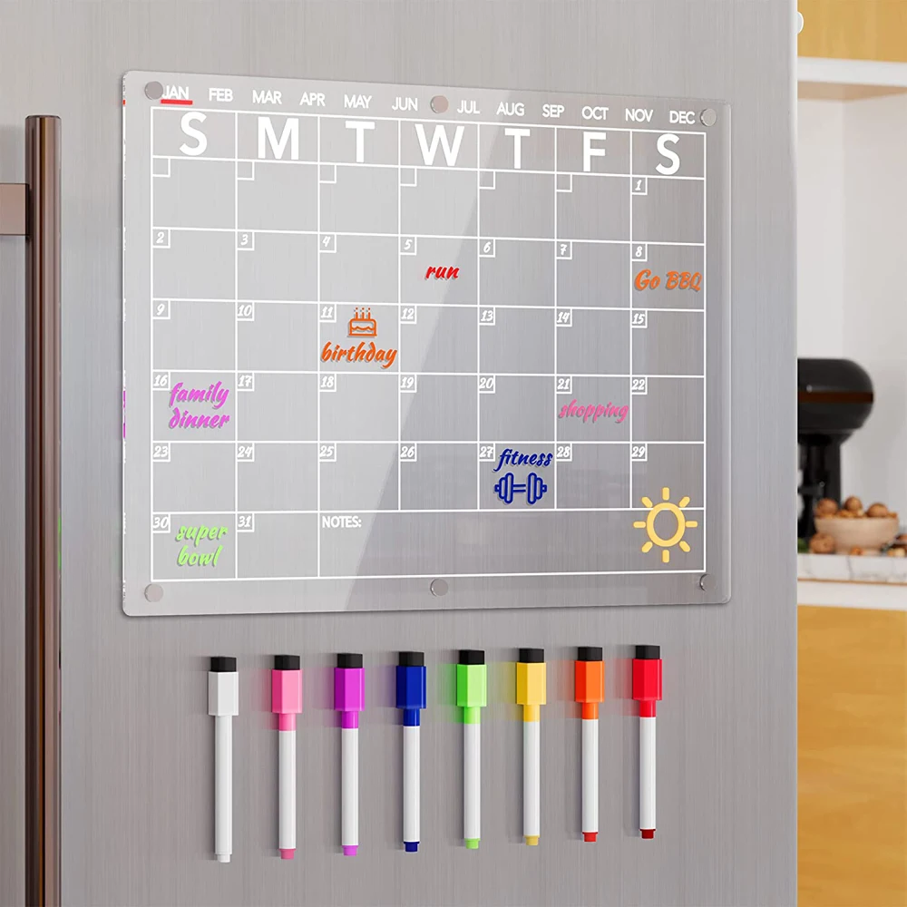 

Clear Acrylic Magnetic Calendar Board Planner Daily Weekly Monthly Schedule Fridge Magnet Dry Erase Board For Home School Office