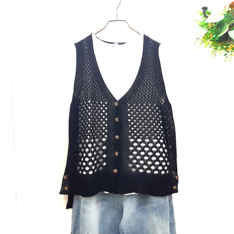 

여름 망사 국내제작 시원한 오픈 베스트 V넥 큐티 리리