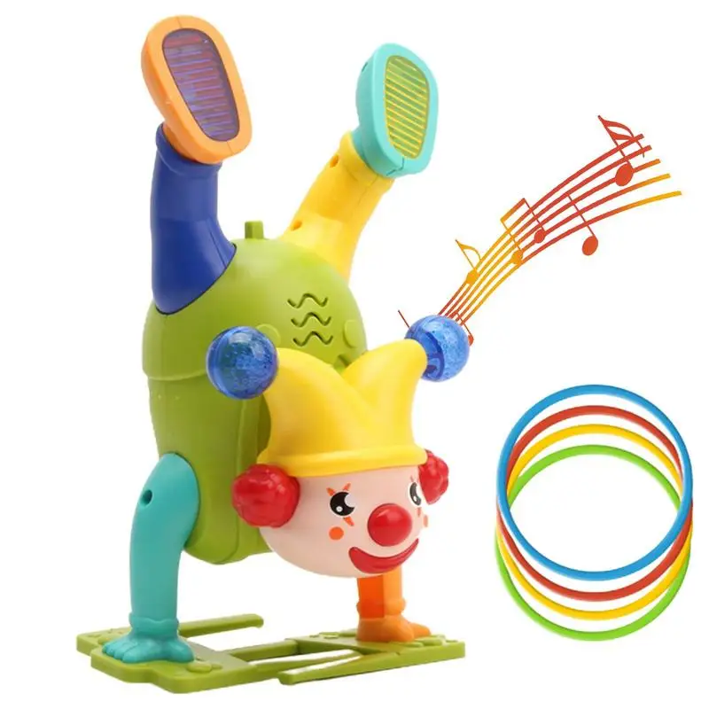 

Electric Dancing Toy Handstand Walking Clown With Ring For Kids Interactive Development Toy Funny Cute Clown Toy With Led Light