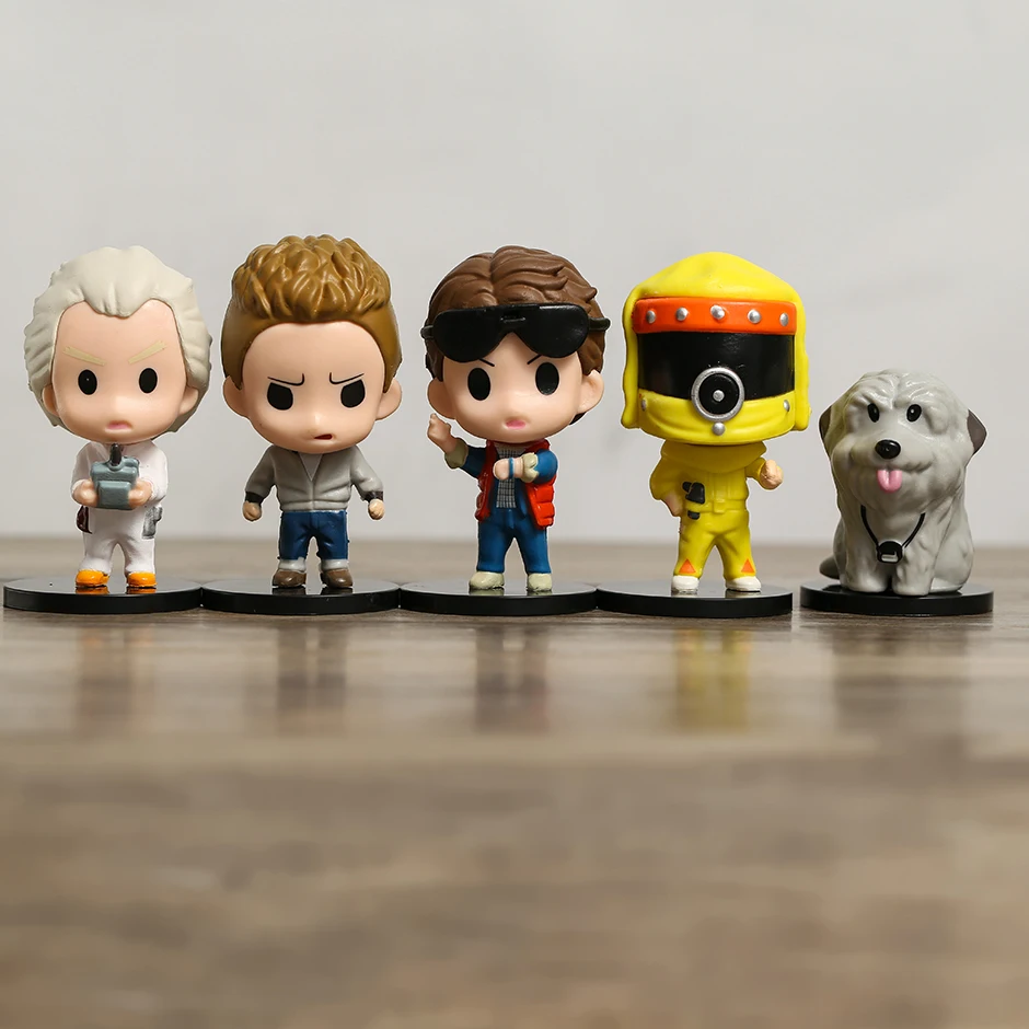 

5pcs Q Version Back To The Future Marty Dr.Brown Biff PVC Figures Desktop Decoration Toys