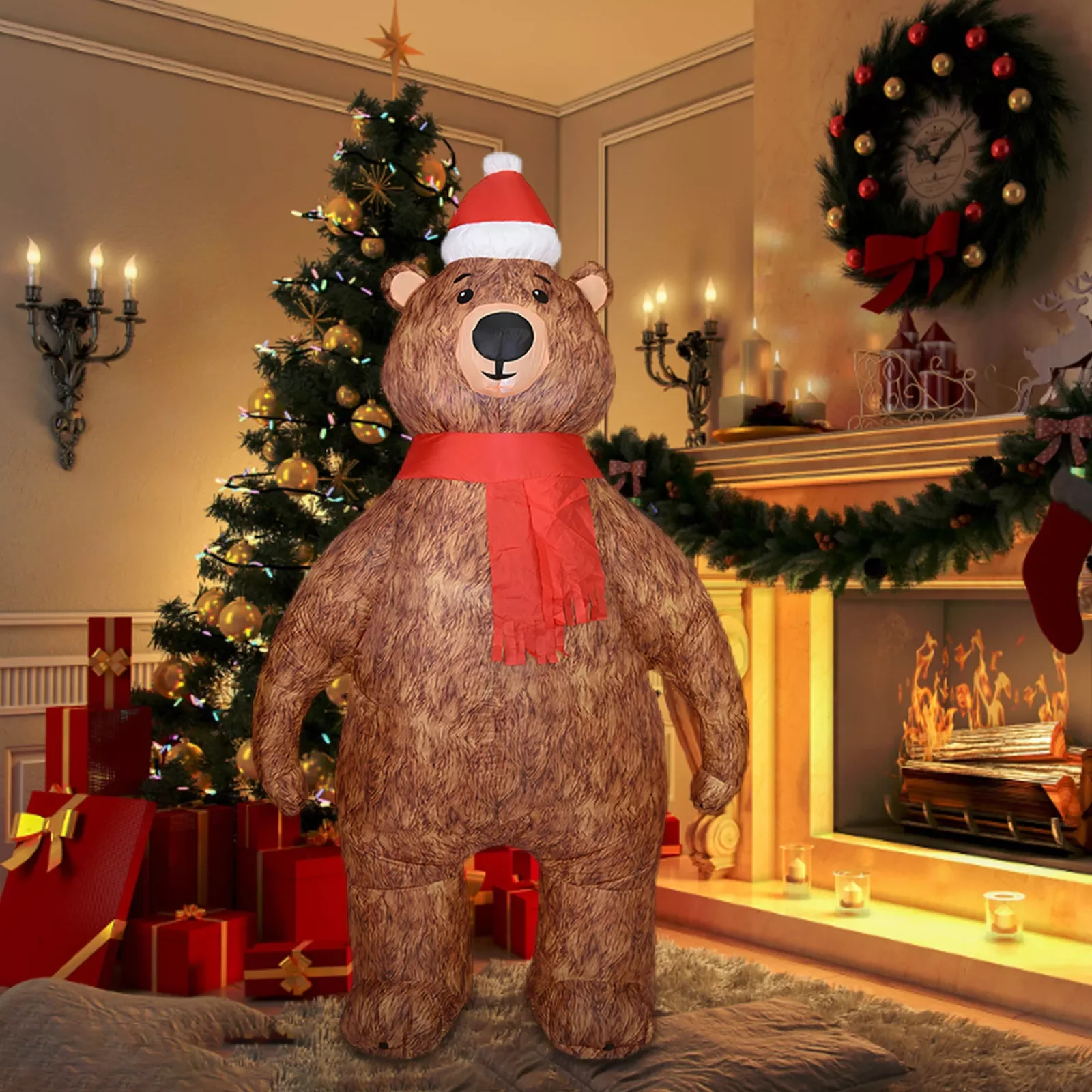 

210/120CM Inflatable Christmas Bear Air Christmas Decoration Home Santa Claus Christmas Inflatable Model Toys
