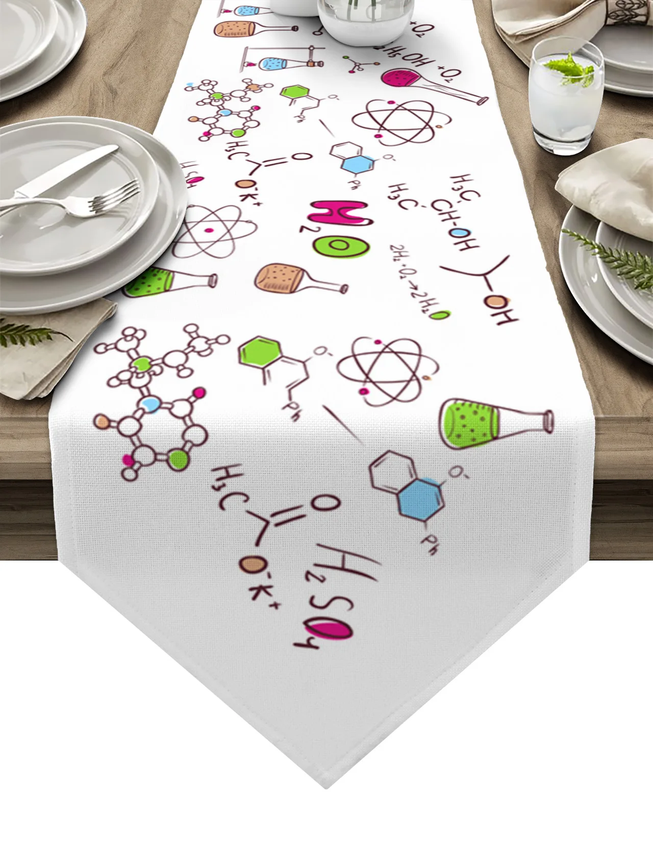 

Chemical Formula Illustration Table Runner Modern Birthday Party Tablecloth Wedding Table Decoration Placemat
