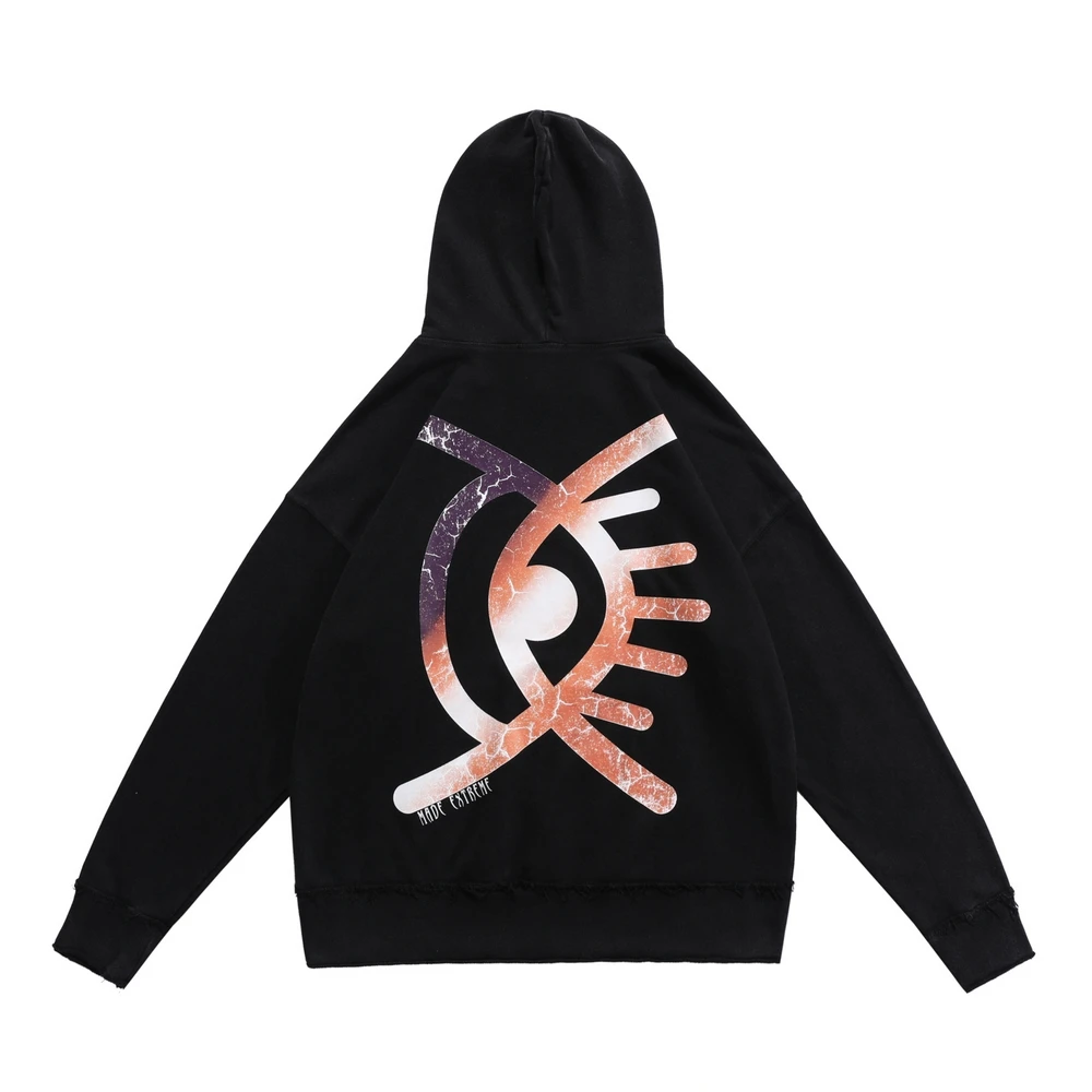 

Eye Print Men's Oversized Hoodie Solid Color Abstract Graphic Print Long Sleeves Pullover Hip Hop Couple High Street Streetwear