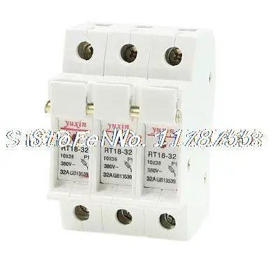 

RT18-32 3P 10x38mm Fuse Link Holder Base Socket 380VAC 32A w LED Indicator