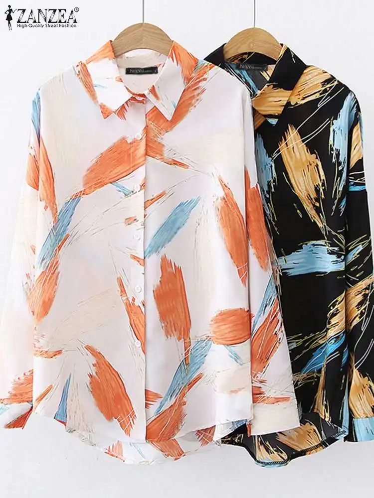 

Коллекция 2022 года, элегантные богемные топы ZANZEA для свиданий, туника, весенние женские рубашки с длинным рукавом и принтом, модная рубашка, ж...