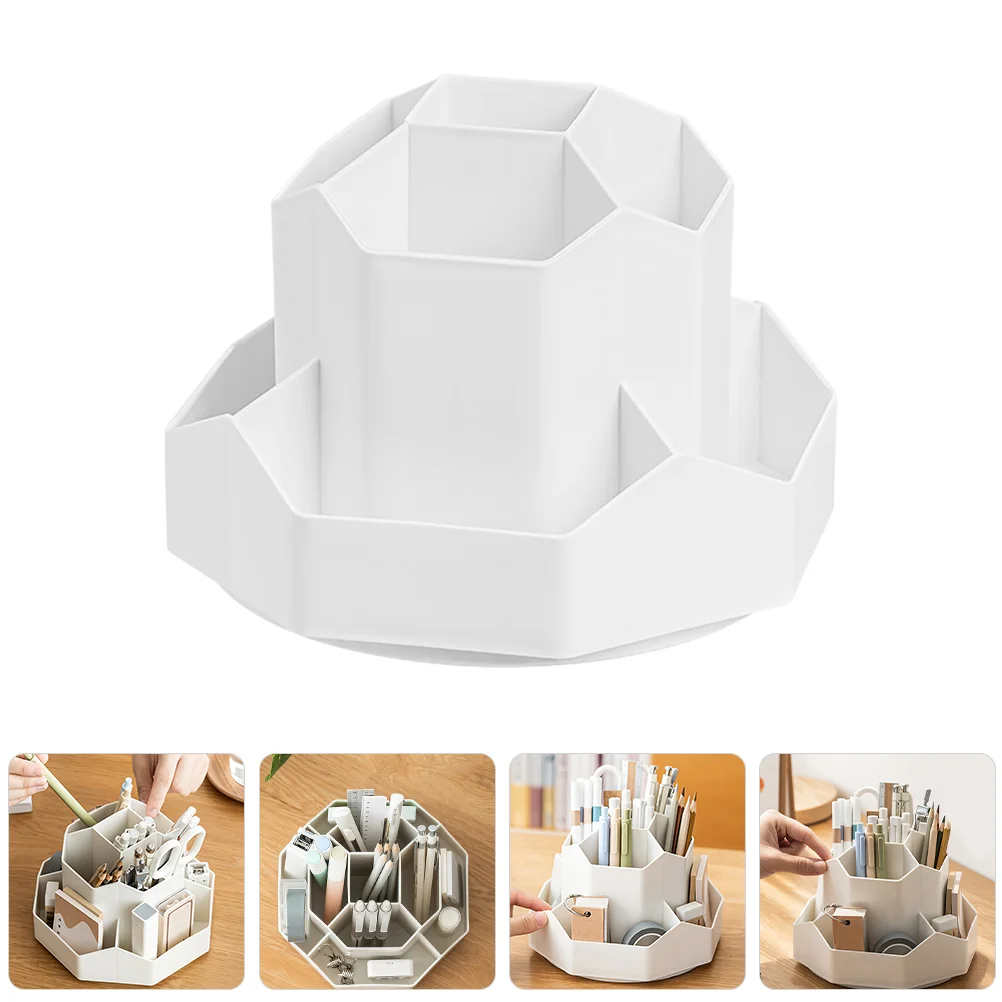 

Stationery Desk Pen Organizer Storage Box Rotating Holder Plastic Student