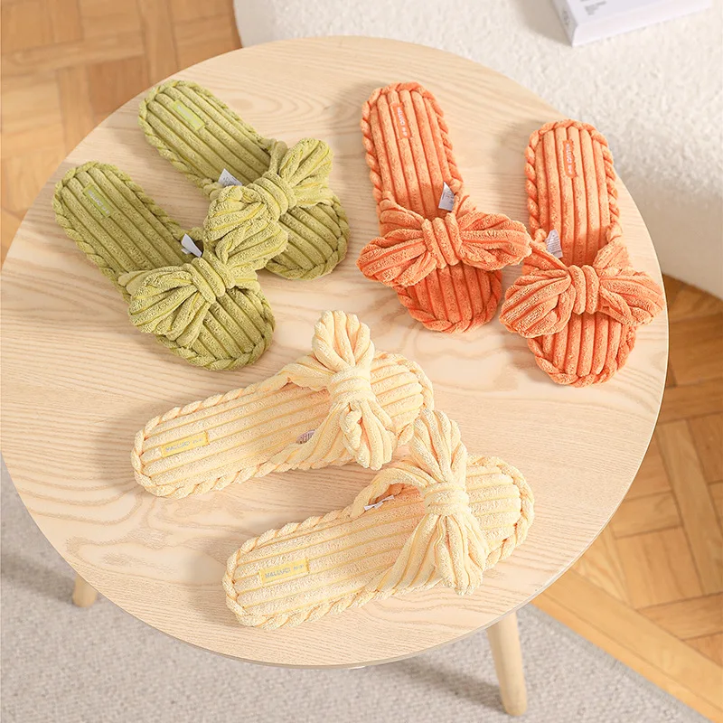 

Хлопковые женские туфли с бантом, летние домашние дышащие домашние весенние тапочки, брендовые пасоатксы