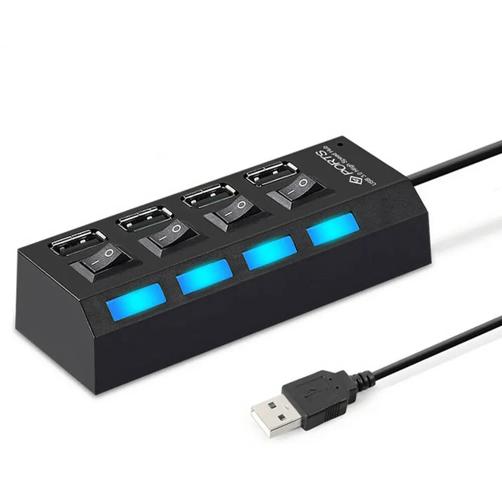 

USB 2.0 Splitter Multi Hub Adapter Several Ports Power With Switch Laptop For PC Multiple Computer Accessory Portable Wholesale