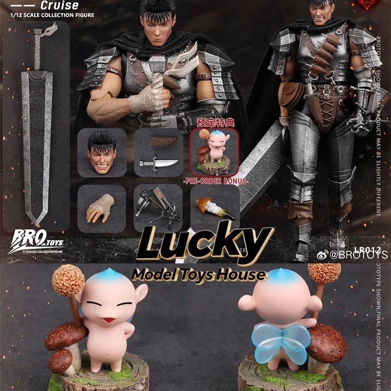 Фото BROTOYS LR012 1/12 Фигурка Guts Caped Man, Берсерк, подвижное тело, 6 дюймов, полный комплект, коллекционная модель солдата №1