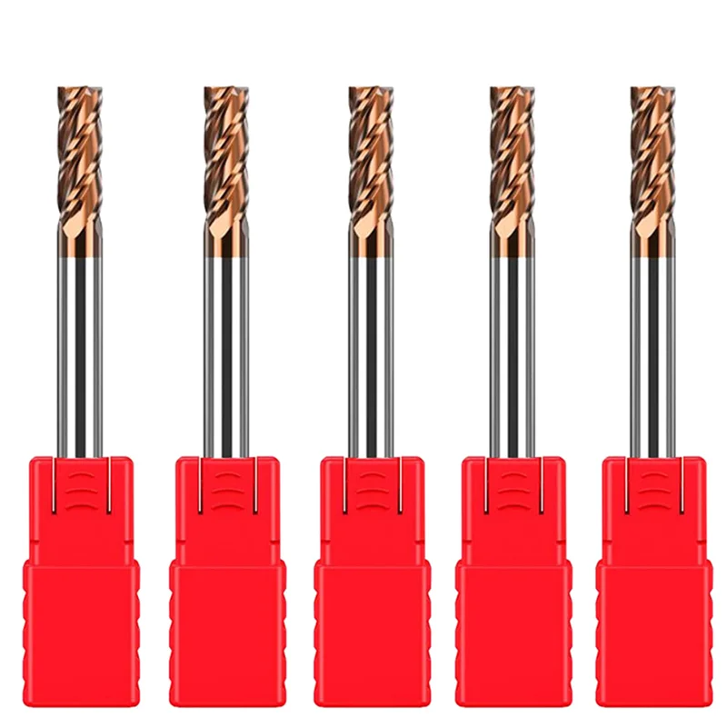 

5 шт. карбидная квадратная Концевая фреза-1/8 дюйма (3 мм), карбидная микро-зернистая концевая фреза для легированной стали/закаленной стали-4 ф...