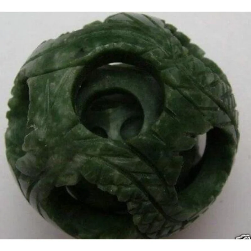 

707++Splendiferous Chinese jade flower magic Puzzle Ball 50mm + Stand