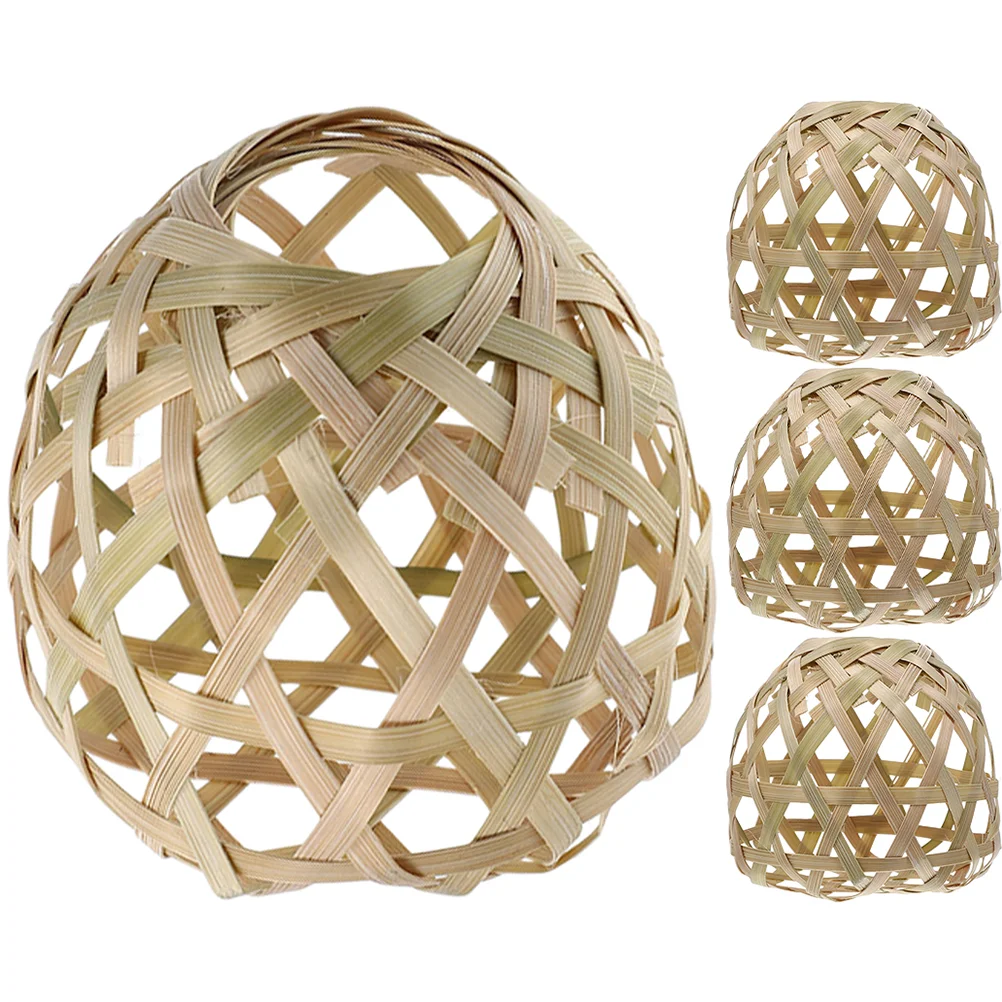 

4 Pcs Bamboo Lampshade Boho Light Fixture Woven Cover Pendant Weaving Ceiling Lights Hanging For