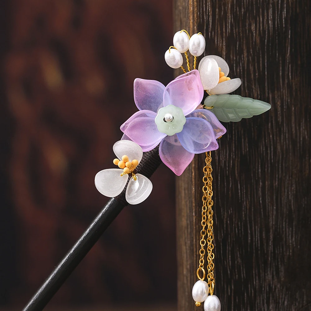 

Vintage Wooden Hair Stick Head Jewelry Ancient Style Hair Accessories Long Tassels Chopsticks Hairpins