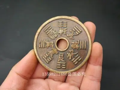 

Exquisite Imitation Brass Zodiac Eight Diagrams Round Hole Copper Coin Small Ornament