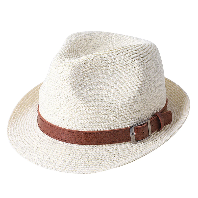 

Sun Hats for Women Men Adjustable Summer Panama Jazz Wide Brim Hat UV UPF 50 Foldable Packable Straw Beach Hat