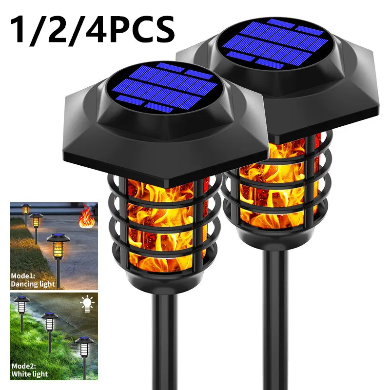 

New 1/2/4PCS LED Solar Flame Light Outdoor Waterproof Auto on/Off Pathway Lights For Garden Landscape Courtyard Lawn 2#