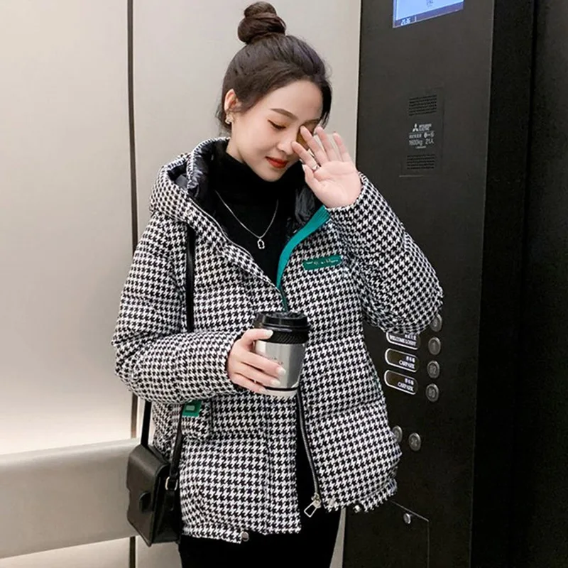 2024 Женские клетчатые парки с хлопковой подкладкой тысяча птиц женское теплое