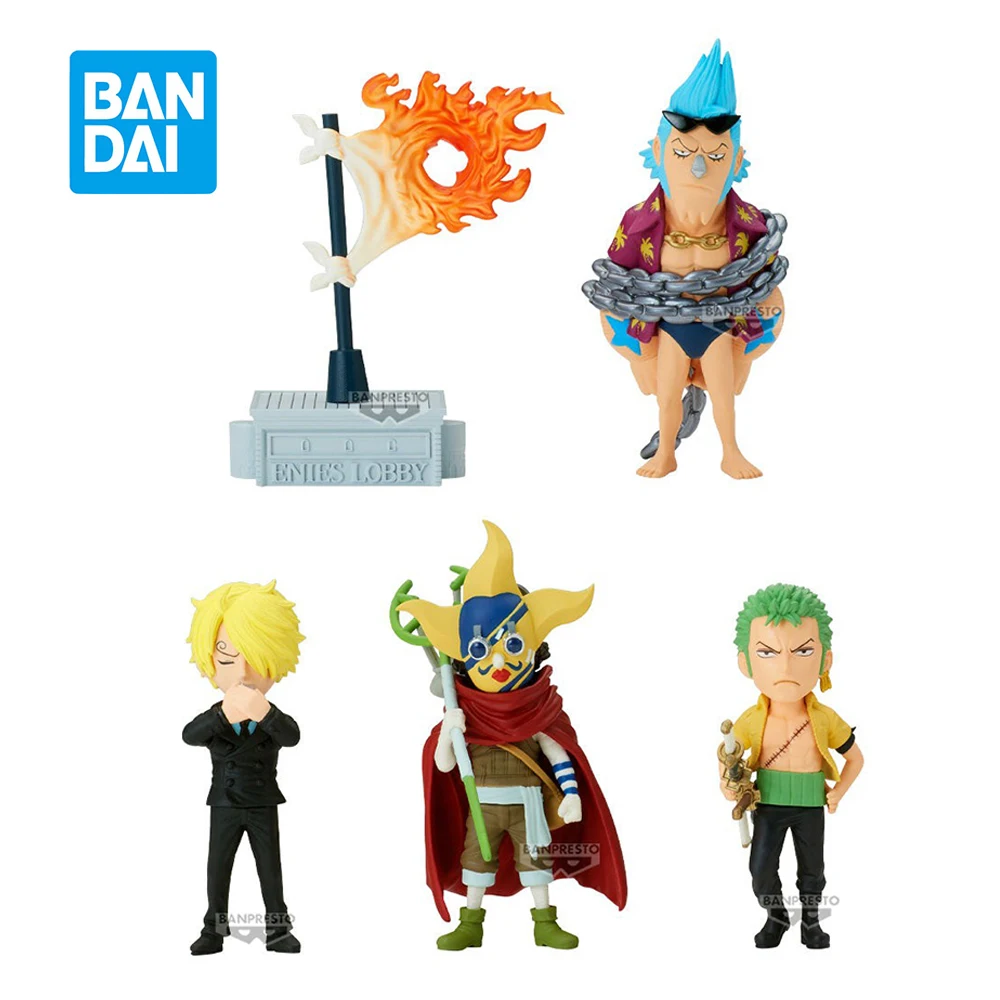 Original Banpresto WCF One Piece World Collectable Figure -Enies Lobby 2 Roronoa Zoro Sanji Franky Anime Model Toys 8Cm