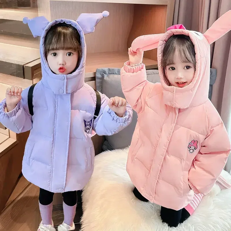 Женский теплый пуховик с сердечками Kuromi из аниме Моя Мелодия симпатичный