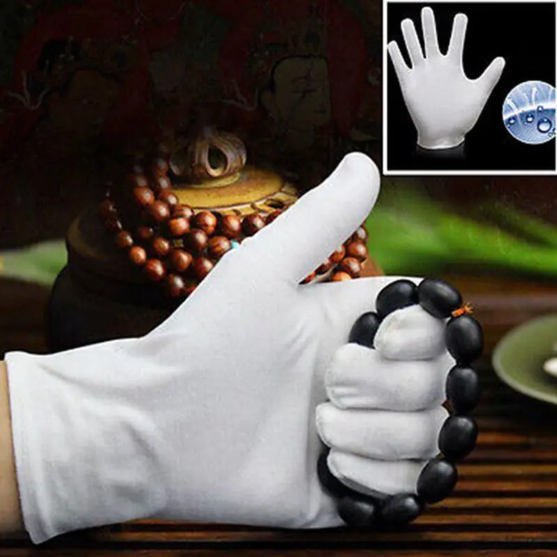 1pair White Full Finger Men Women Etiquette White Cotton Glove Waiters/Drivers/Jewelry/Worker Mittens Sweat Cleaning Home Gloves